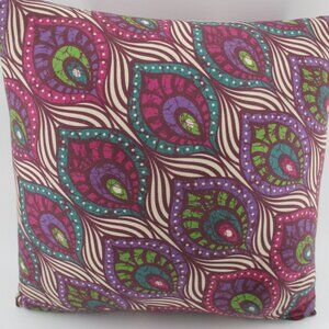14" Purple and Green Pillow made crisscross style in reverse side.